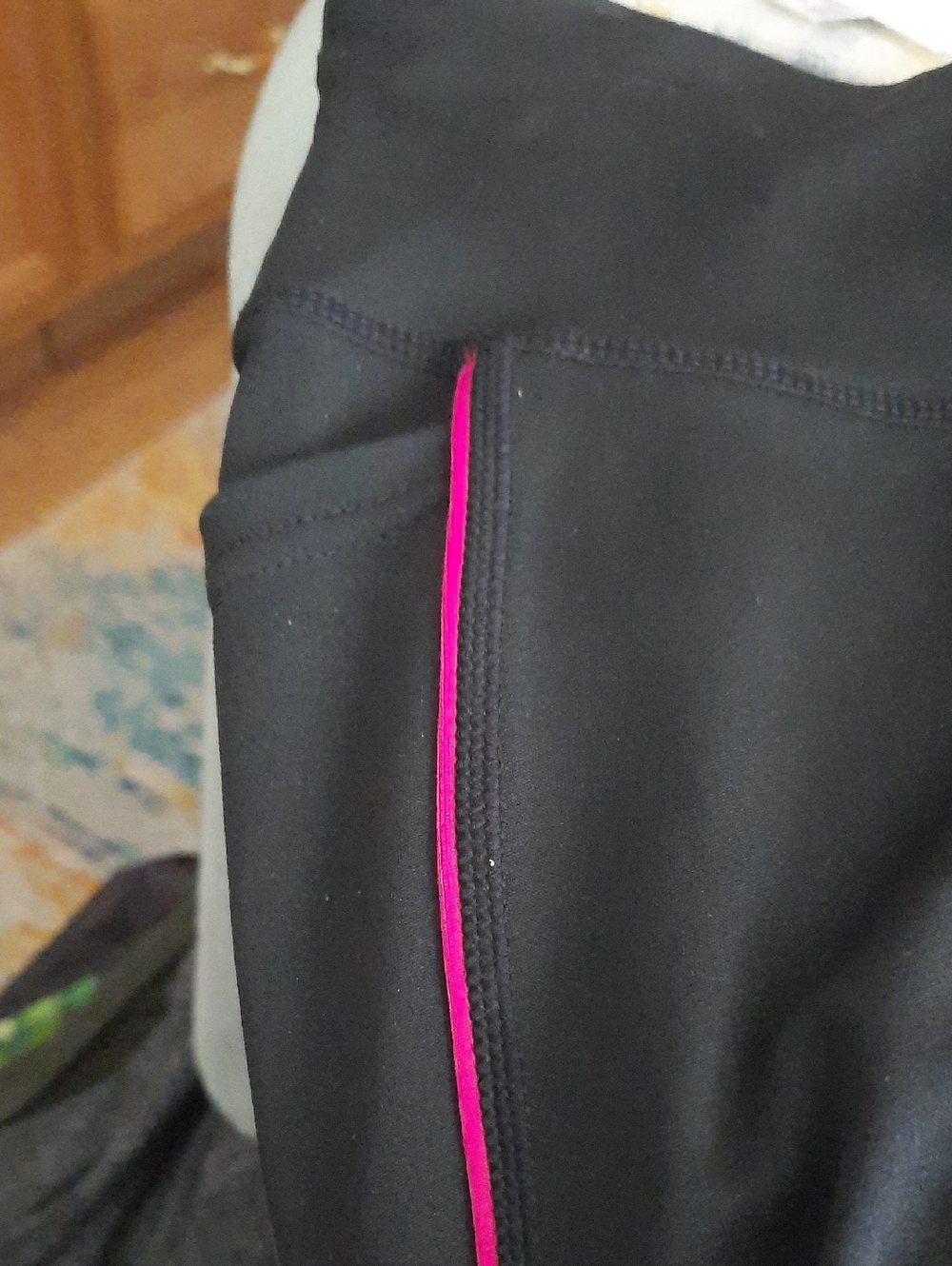 Black Leggings with Hot Pink Trim - Picture 3 of 4